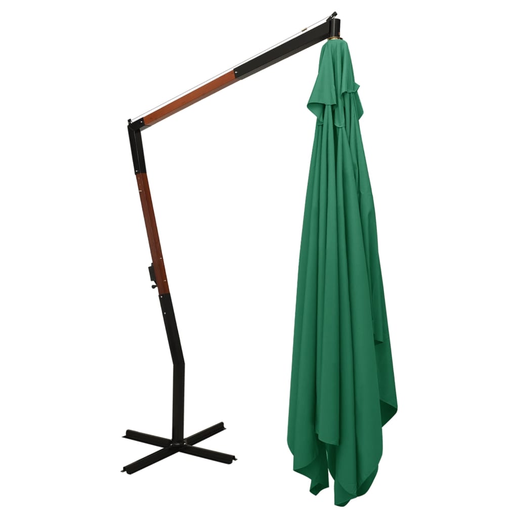 vidaXL Umbrelă în consolă de grădină, stâlp lemn, verde, 400x300 cm vidaXL Umbrelă în consolă de grădină, stâlp lemn, verde, 400x300 cm