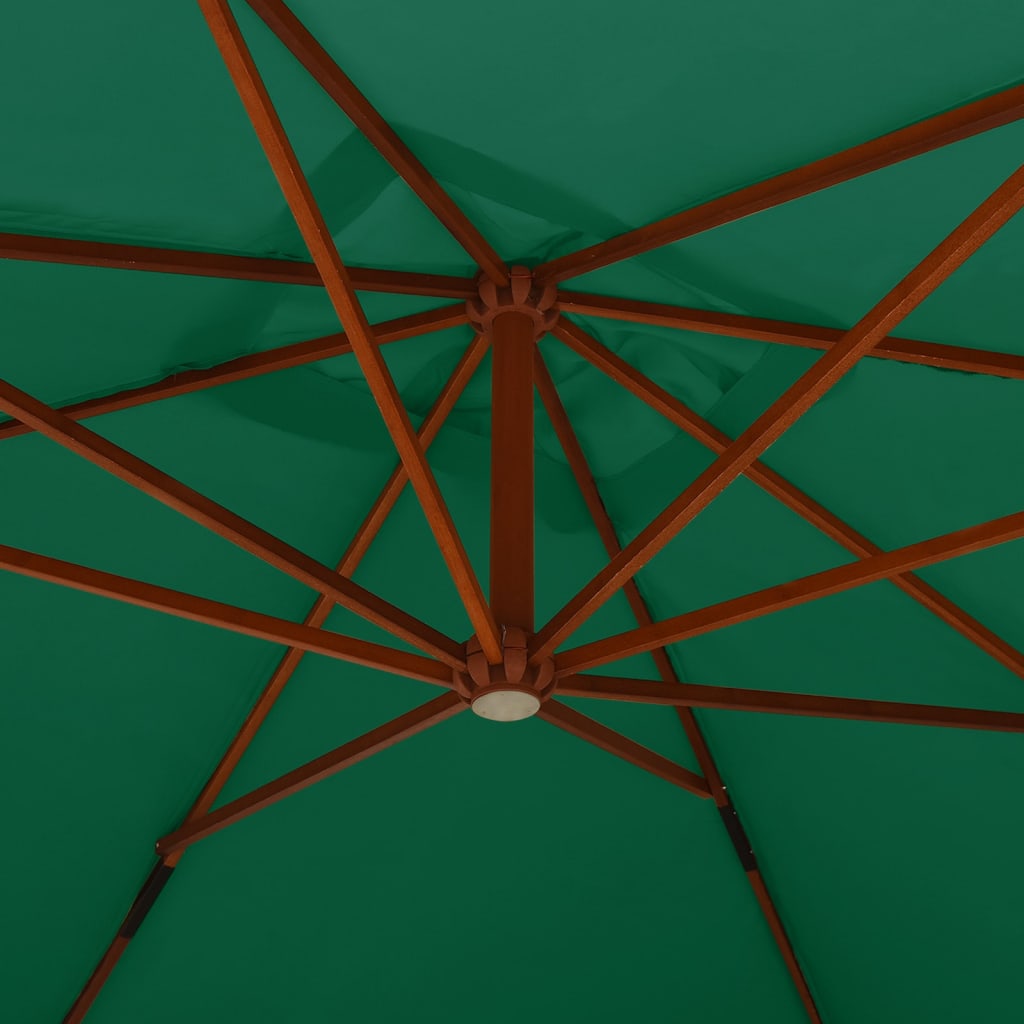 vidaXL Umbrelă în consolă de grădină, stâlp lemn, verde, 400x300 cm vidaXL Umbrelă în consolă de grădină, stâlp lemn, verde, 400x300 cm