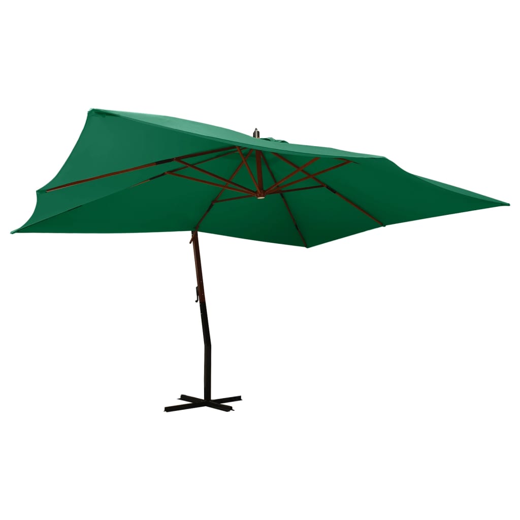 vidaXL Umbrelă în consolă de grădină, stâlp lemn, verde, 400x300 cm vidaXL Umbrelă în consolă de grădină, stâlp lemn, verde, 400x300 cm