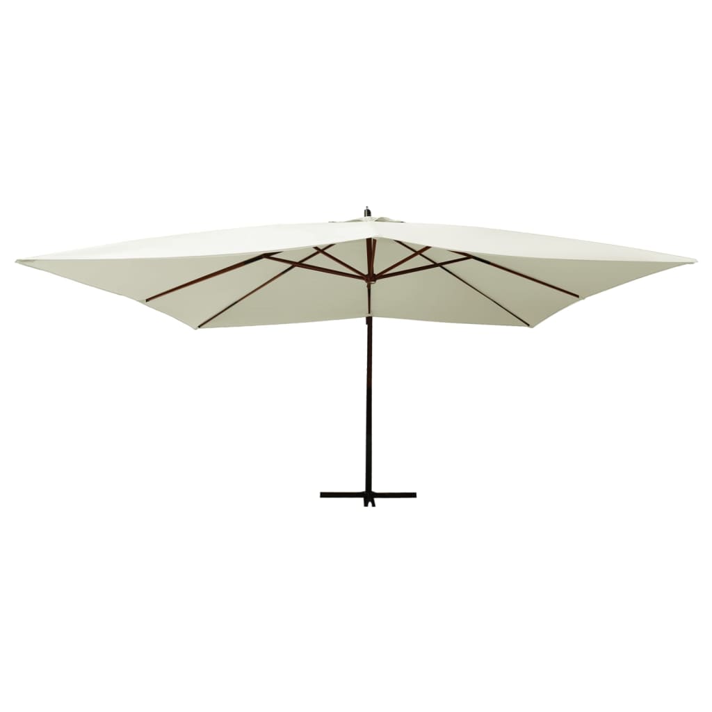 vidaXL Umbrelă consolă de grădină stâlp din lemn, nisipiu, 400x300 cm