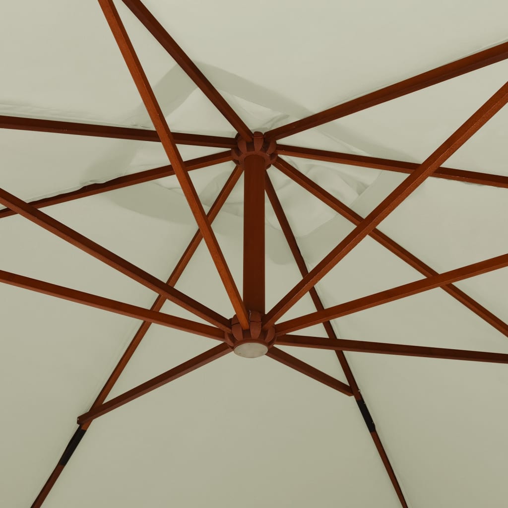 vidaXL Umbrelă consolă de grădină stâlp din lemn, nisipiu, 400x300 cm