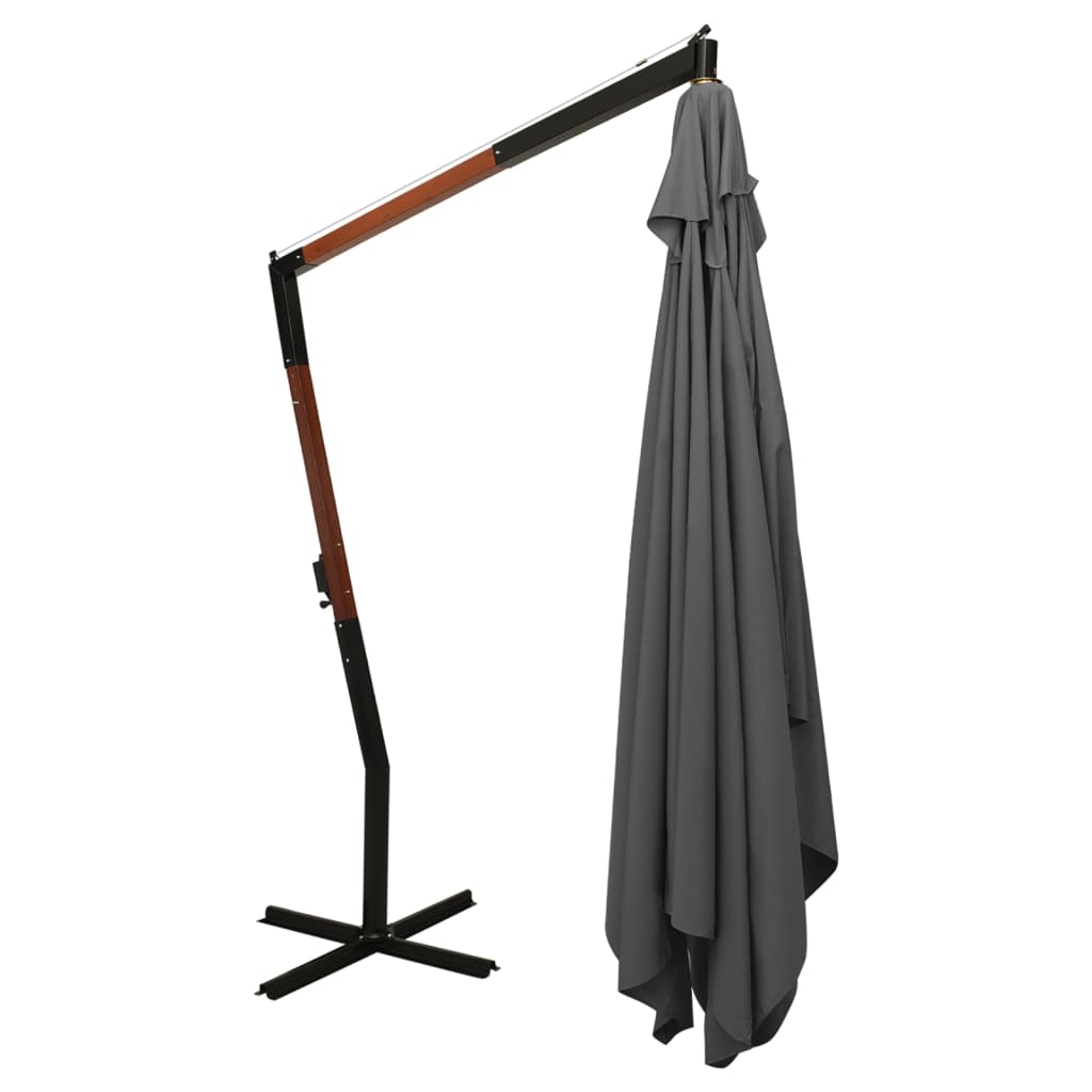 vidaXL Umbrelă în consolă cu stâlp din lemn, antracit, 400 x 300 cm vidaXL Umbrelă în consolă cu stâlp din lemn, antracit, 400 x 300 cm