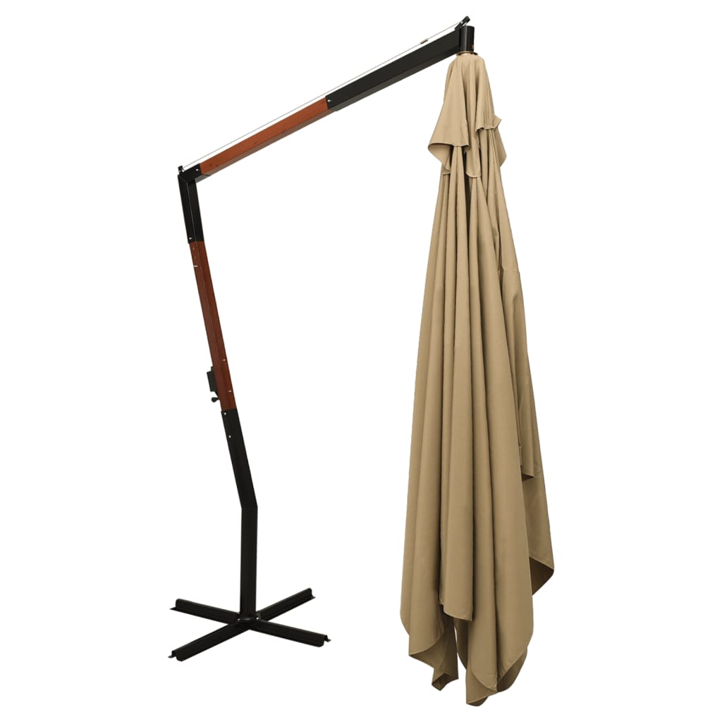 vidaXL Umbrelă consolă de grădină cu stâlp din lemn, taupe, 400x300 cm