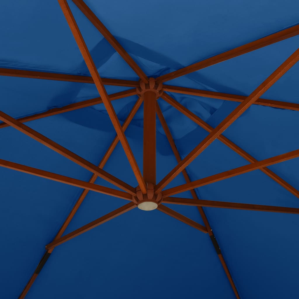vidaXL Umbrelă de grădină consolă stâlp lemn albastru azur 400 x 300cm