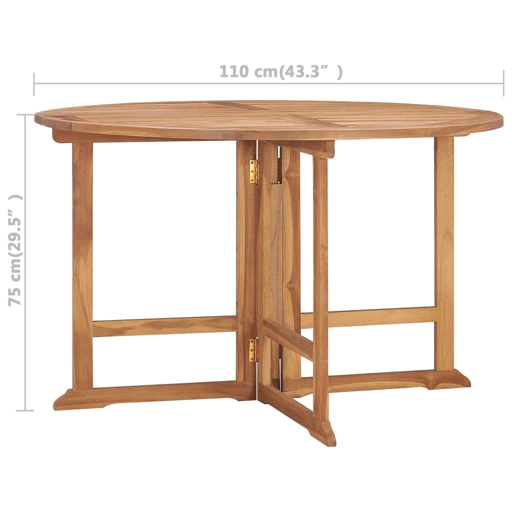 vidaXL Masă de grădină pliabilă, Ø110x75 cm, lemn masiv de tec vidaXL Masă de grădină pliabilă, Ø110x75 cm, lemn masiv de tec