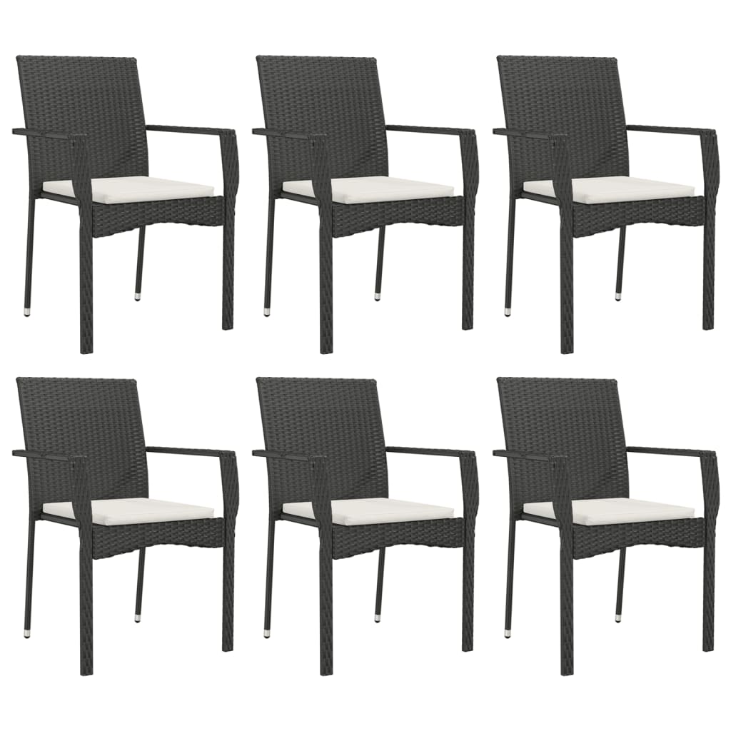 vidaXL Set mobilier de grădină cu perne, 7 piese, negru, poliratan vidaXL Set mobilier de grădină cu perne, 7 piese, negru, poliratan