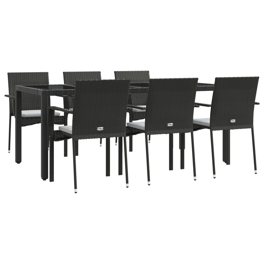 vidaXL Set mobilier de grădină cu perne, 7 piese, negru, poliratan vidaXL Set mobilier de grădină cu perne, 7 piese, negru, poliratan
