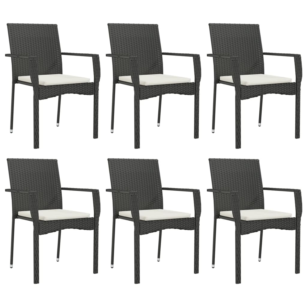 vidaXL Set mobilier de grădină cu perne, 7 piese, negru, poliratan vidaXL Set mobilier de grădină cu perne, 7 piese, negru, poliratan