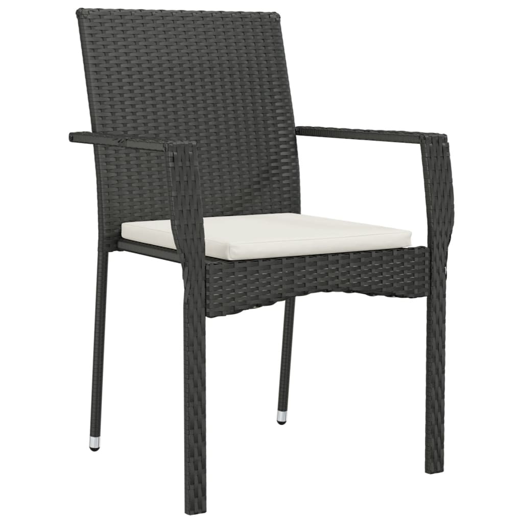 vidaXL Set mobilier de grădină cu perne, 7 piese, negru, poliratan vidaXL Set mobilier de grădină cu perne, 7 piese, negru, poliratan