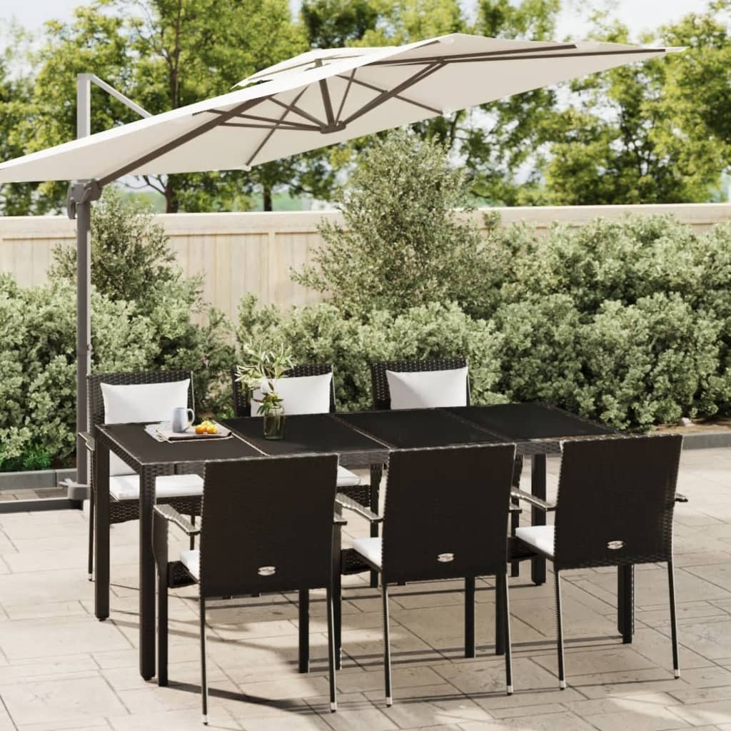 vidaXL Set mobilier de grădină cu perne, 7 piese, negru, poliratan vidaXL Set mobilier de grădină cu perne, 7 piese, negru, poliratan