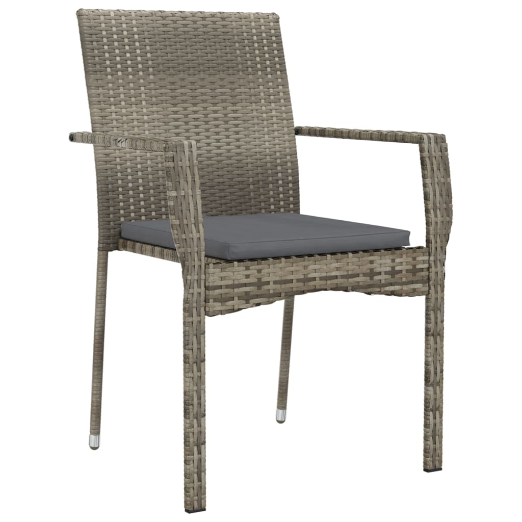 vidaXL Set mobilier grădină cu perne, 9 piese, gri, poliratan vidaXL Set mobilier grădină cu perne, 9 piese, gri, poliratan