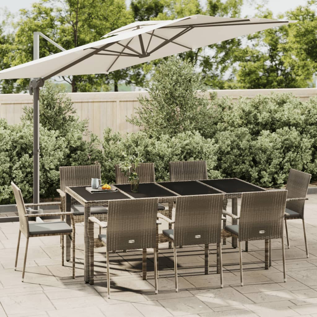 vidaXL Set mobilier grădină cu perne, 9 piese, gri, poliratan vidaXL Set mobilier grădină cu perne, 9 piese, gri, poliratan