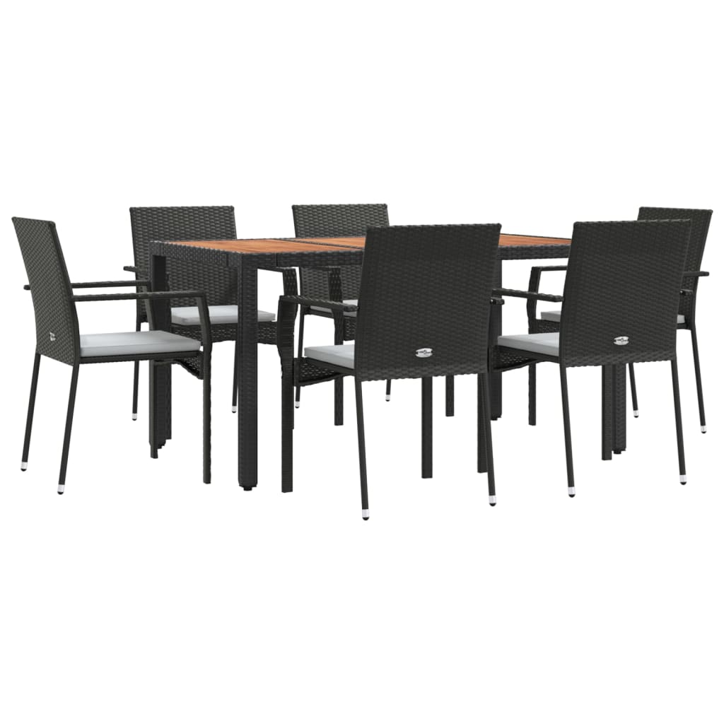 vidaXL Set mobilier de grădină cu perne, 7 piese, negru, poliratan vidaXL Set mobilier de grădină cu perne, 7 piese, negru, poliratan