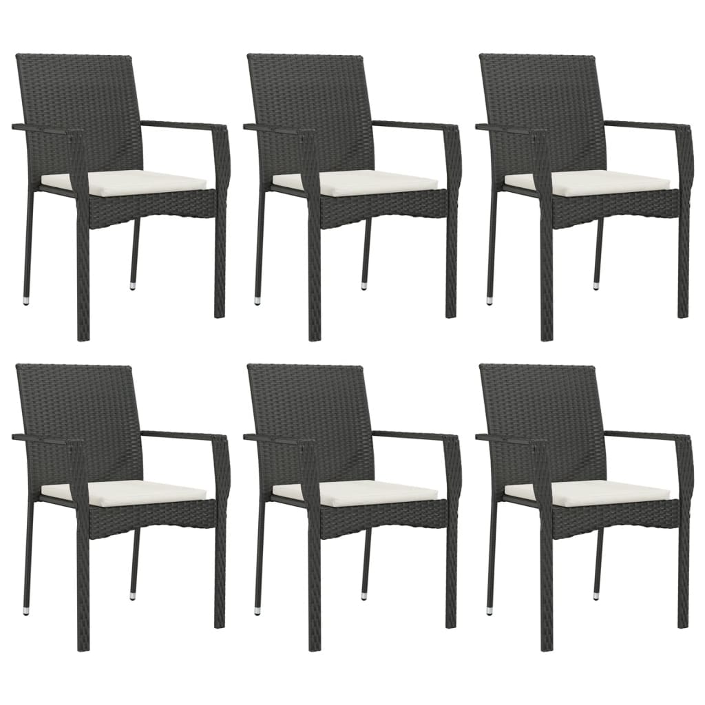 vidaXL Set mobilier de grădină cu perne, 7 piese, negru, poliratan vidaXL Set mobilier de grădină cu perne, 7 piese, negru, poliratan