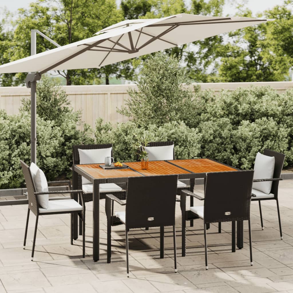 vidaXL Set mobilier de grădină cu perne, 7 piese, negru, poliratan vidaXL Set mobilier de grădină cu perne, 7 piese, negru, poliratan