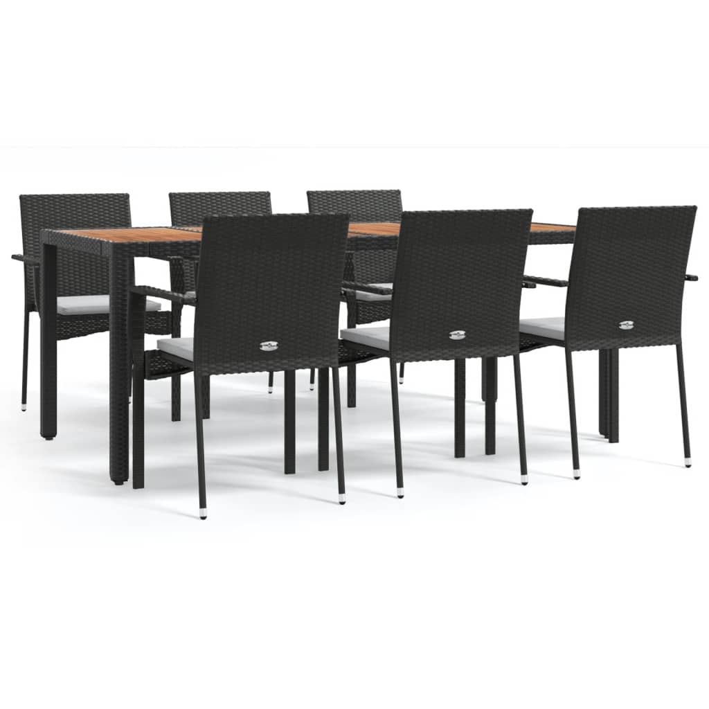 vidaXL Set mobilier de grădină cu perne, 7 piese, negru, poliratan vidaXL Set mobilier de grădină cu perne, 7 piese, negru, poliratan