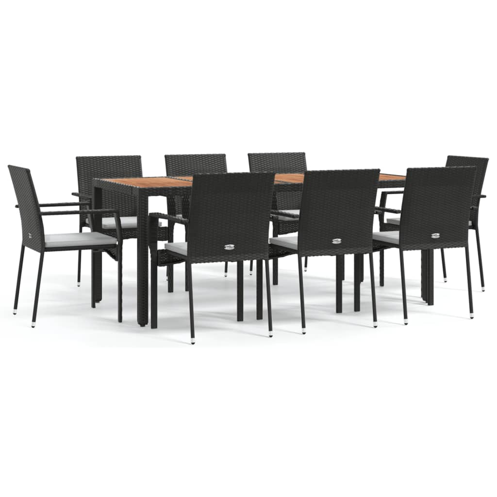 vidaXL Set mobilier de grădină cu perne, 9 piese, negru, poliratan vidaXL Set mobilier de grădină cu perne, 9 piese, negru, poliratan