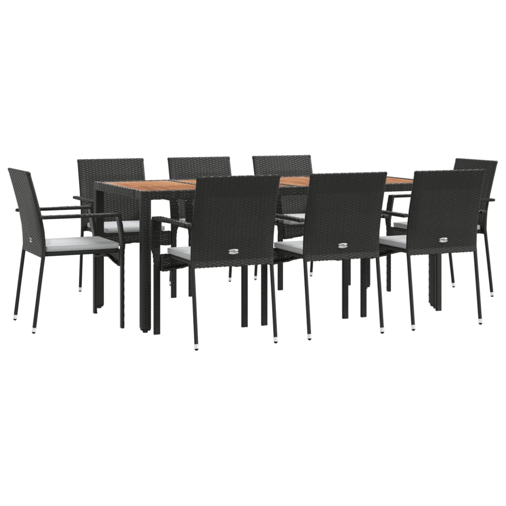 vidaXL Set mobilier de grădină cu perne, 9 piese, negru, poliratan vidaXL Set mobilier de grădină cu perne, 9 piese, negru, poliratan