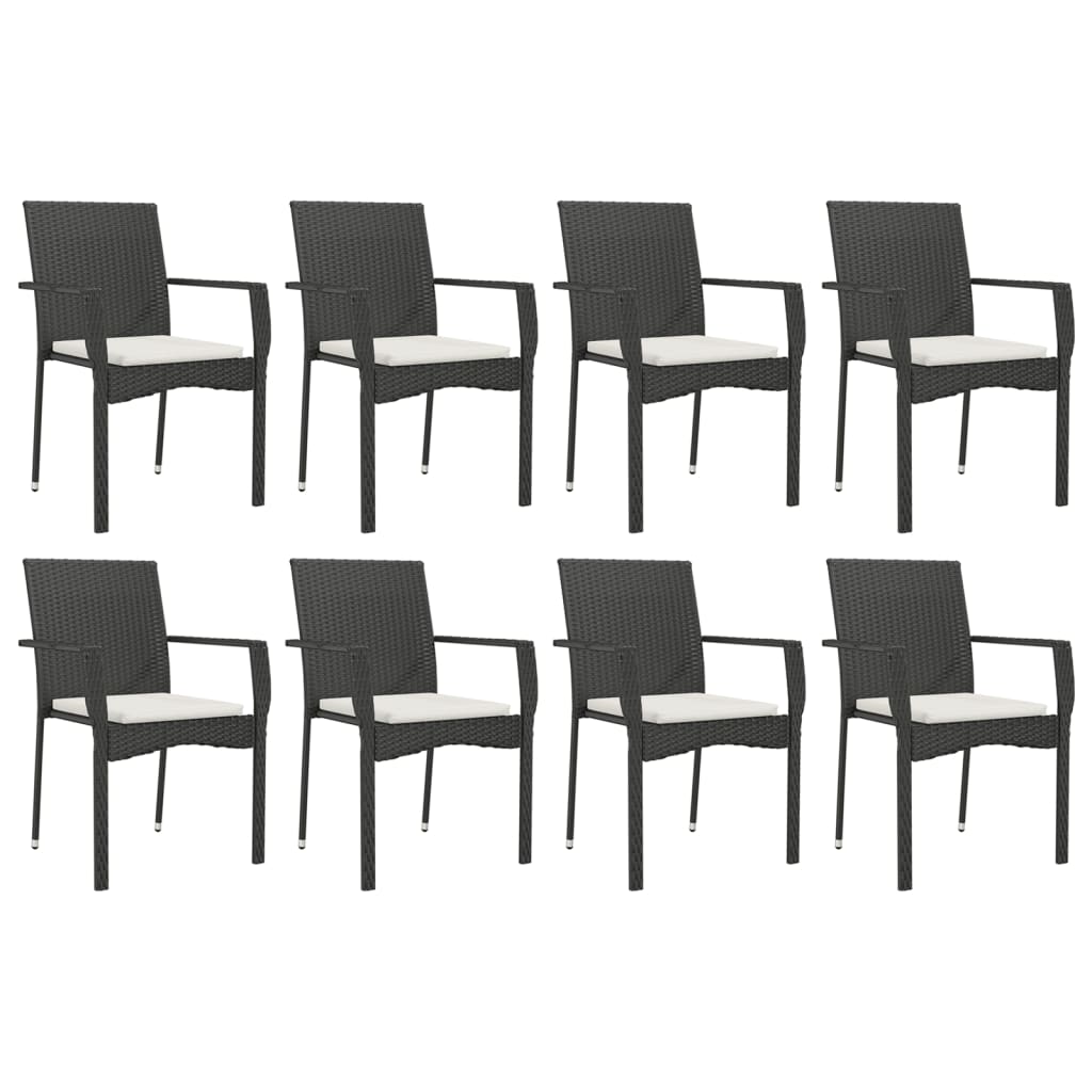 vidaXL Set mobilier de grădină cu perne, 9 piese, negru, poliratan vidaXL Set mobilier de grădină cu perne, 9 piese, negru, poliratan