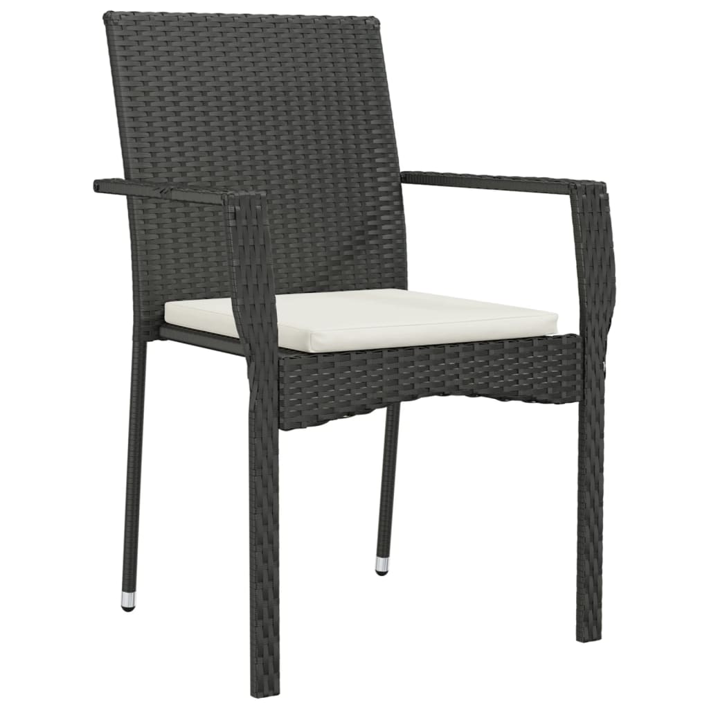 vidaXL Set mobilier de grădină cu perne, 9 piese, negru, poliratan vidaXL Set mobilier de grădină cu perne, 9 piese, negru, poliratan