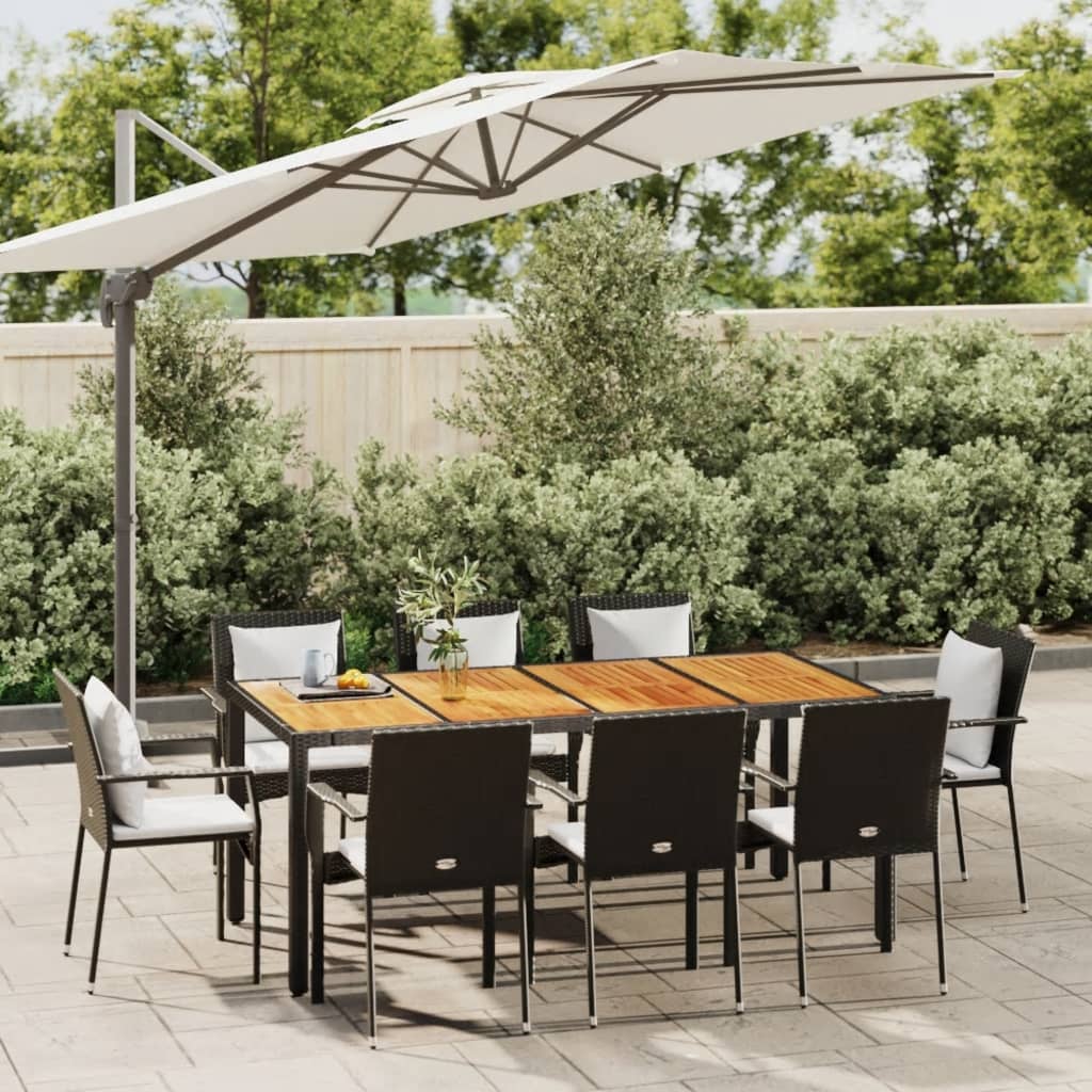 vidaXL Set mobilier de grădină cu perne, 9 piese, negru, poliratan vidaXL Set mobilier de grădină cu perne, 9 piese, negru, poliratan
