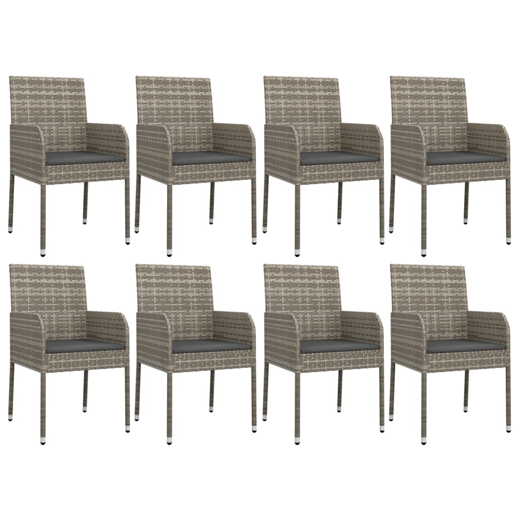 vidaXL Set mobilier grădină cu perne, 9 piese, gri, poliratan