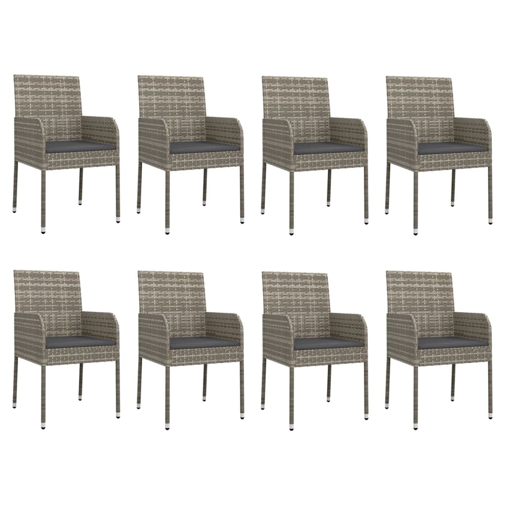 vidaXL Set mobilier grădină cu perne, 9 piese, gri, poliratan vidaXL Set mobilier grădină cu perne, 9 piese, gri, poliratan