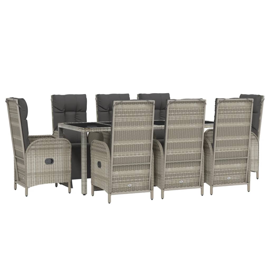 vidaXL Set mobilier grădină cu perne, 9 piese, gri, poliratan vidaXL Set mobilier grădină cu perne, 9 piese, gri, poliratan