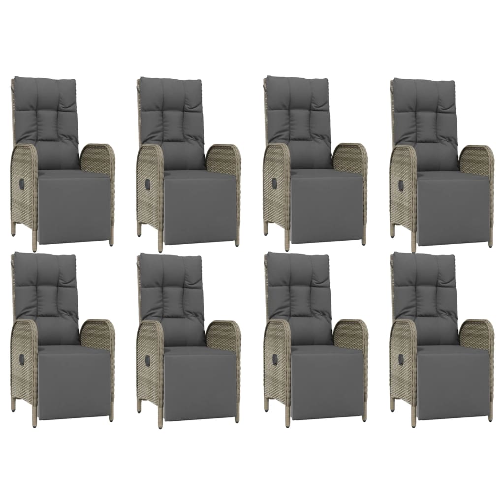 vidaXL Set mobilier grădină cu perne, 9 piese, gri, poliratan vidaXL Set mobilier grădină cu perne, 9 piese, gri, poliratan