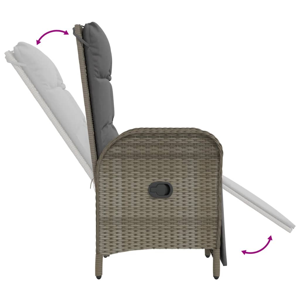 vidaXL Set mobilier grădină cu perne, 9 piese, gri, poliratan vidaXL Set mobilier grădină cu perne, 9 piese, gri, poliratan
