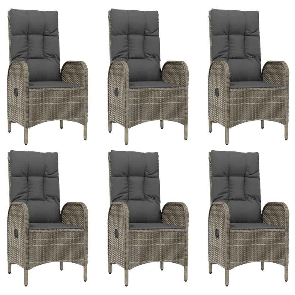 vidaXL Set mobilier grădină cu perne, 9 piese, gri, poliratan