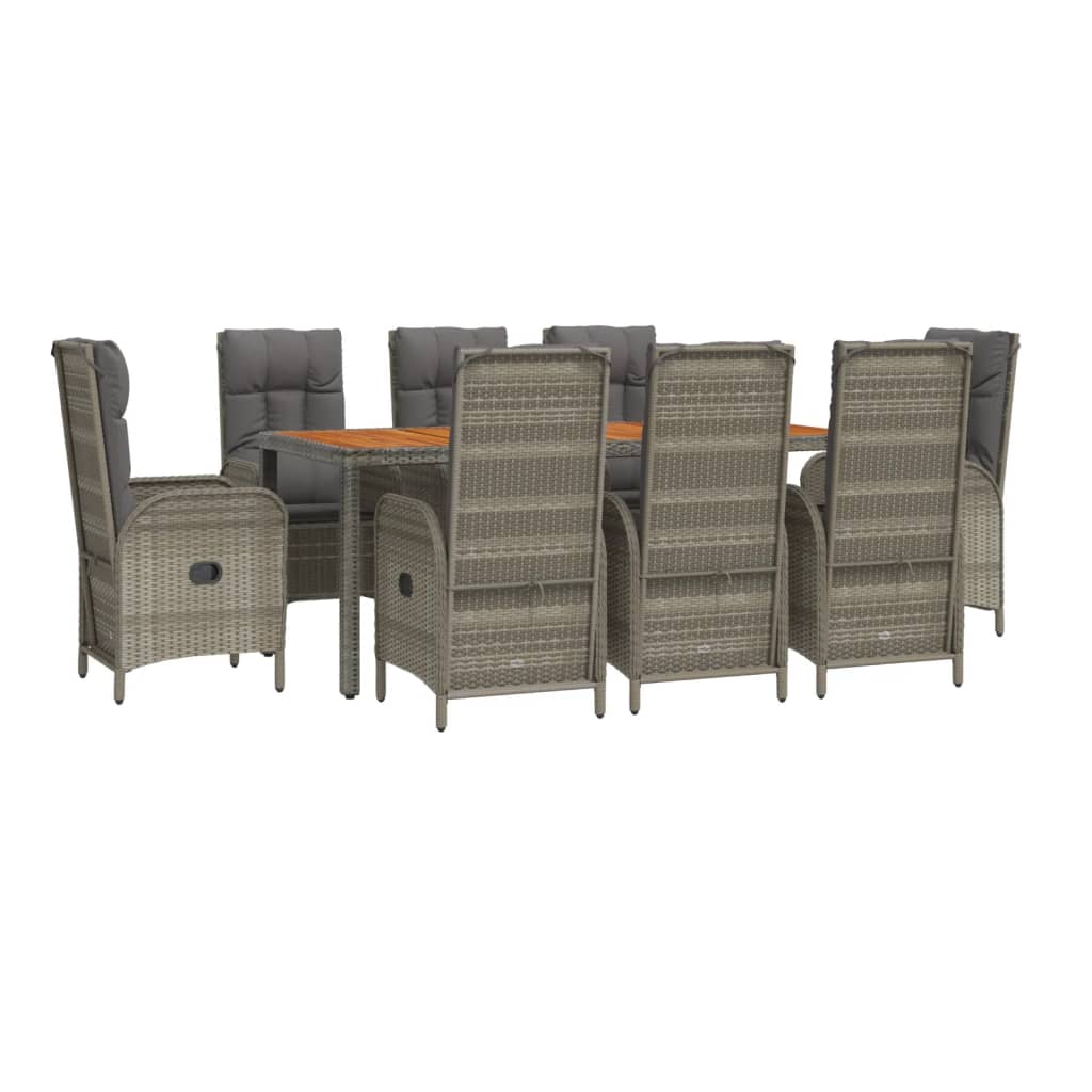 vidaXL Set mobilier grădină cu perne, 9 piese, gri, poliratan vidaXL Set mobilier grădină cu perne, 9 piese, gri, poliratan