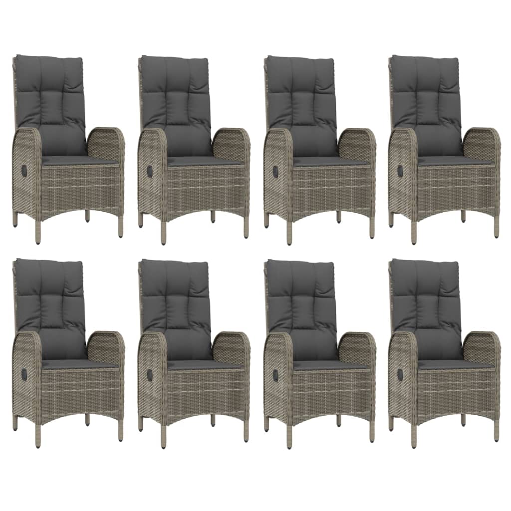 vidaXL Set mobilier grădină cu perne, 9 piese, gri, poliratan vidaXL Set mobilier grădină cu perne, 9 piese, gri, poliratan
