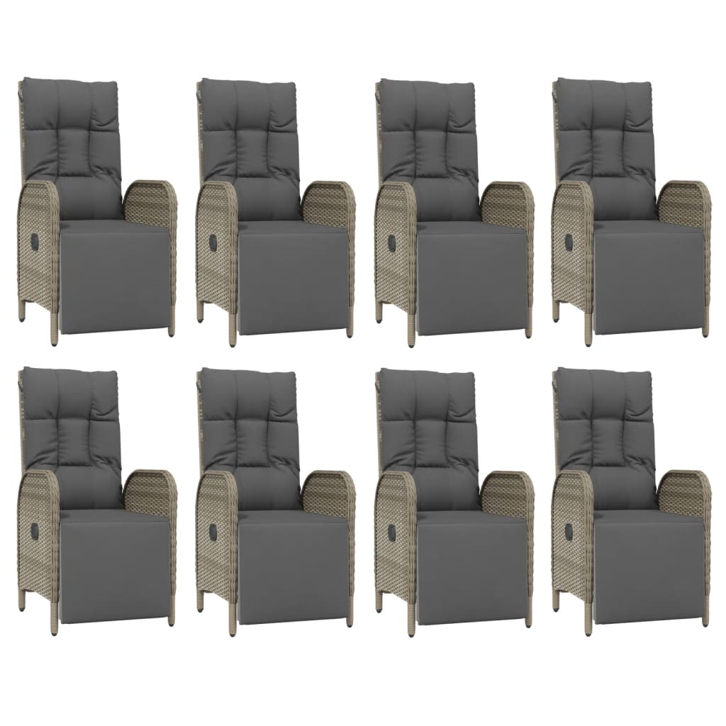 vidaXL Set mobilier grădină cu perne, 9 piese, gri, poliratan