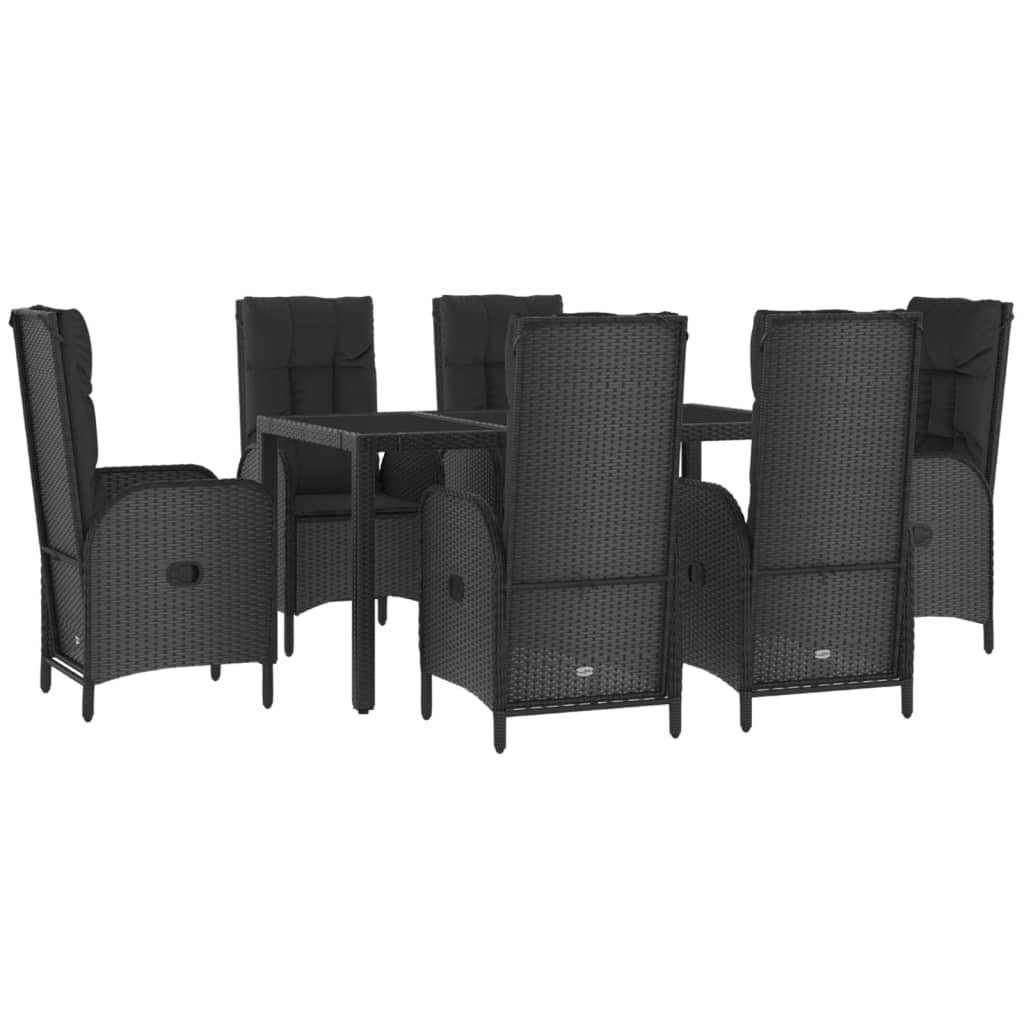 vidaXL Set mobilier de grădină cu perne, 7 piese, negru/gri, poliratan vidaXL Set mobilier de grădină cu perne, 7 piese, negru/gri, poliratan