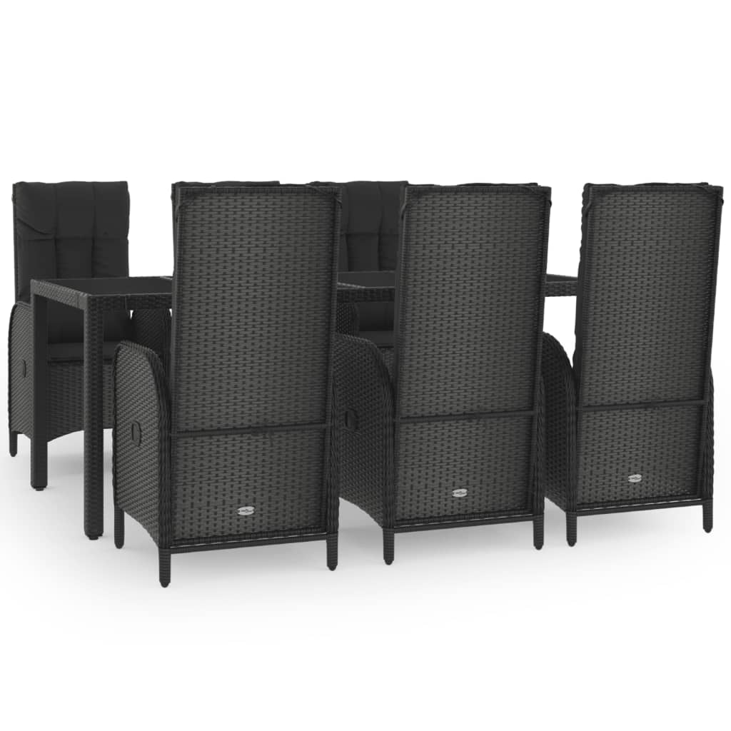 vidaXL Set mobilier de grădină cu perne, 7 piese, negru/gri, poliratan vidaXL Set mobilier de grădină cu perne, 7 piese, negru/gri, poliratan