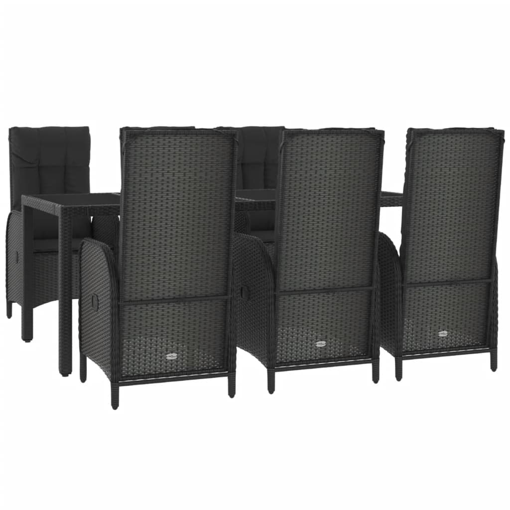 vidaXL Set mobilier de grădină cu perne, 7 piese, negru/gri, poliratan vidaXL Set mobilier de grădină cu perne, 7 piese, negru/gri, poliratan
