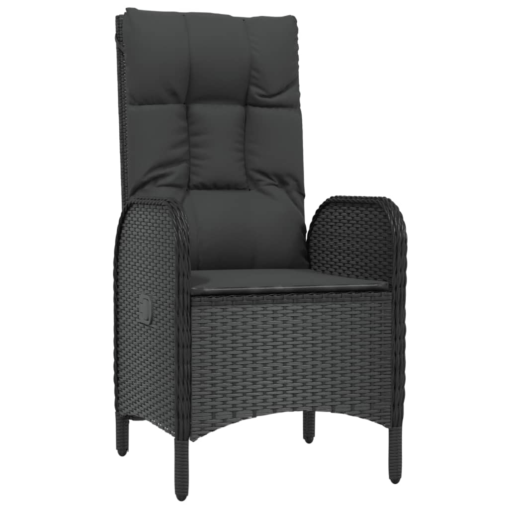 vidaXL Set mobilier de grădină cu perne, 7 piese, negru/gri, poliratan vidaXL Set mobilier de grădină cu perne, 7 piese, negru/gri, poliratan