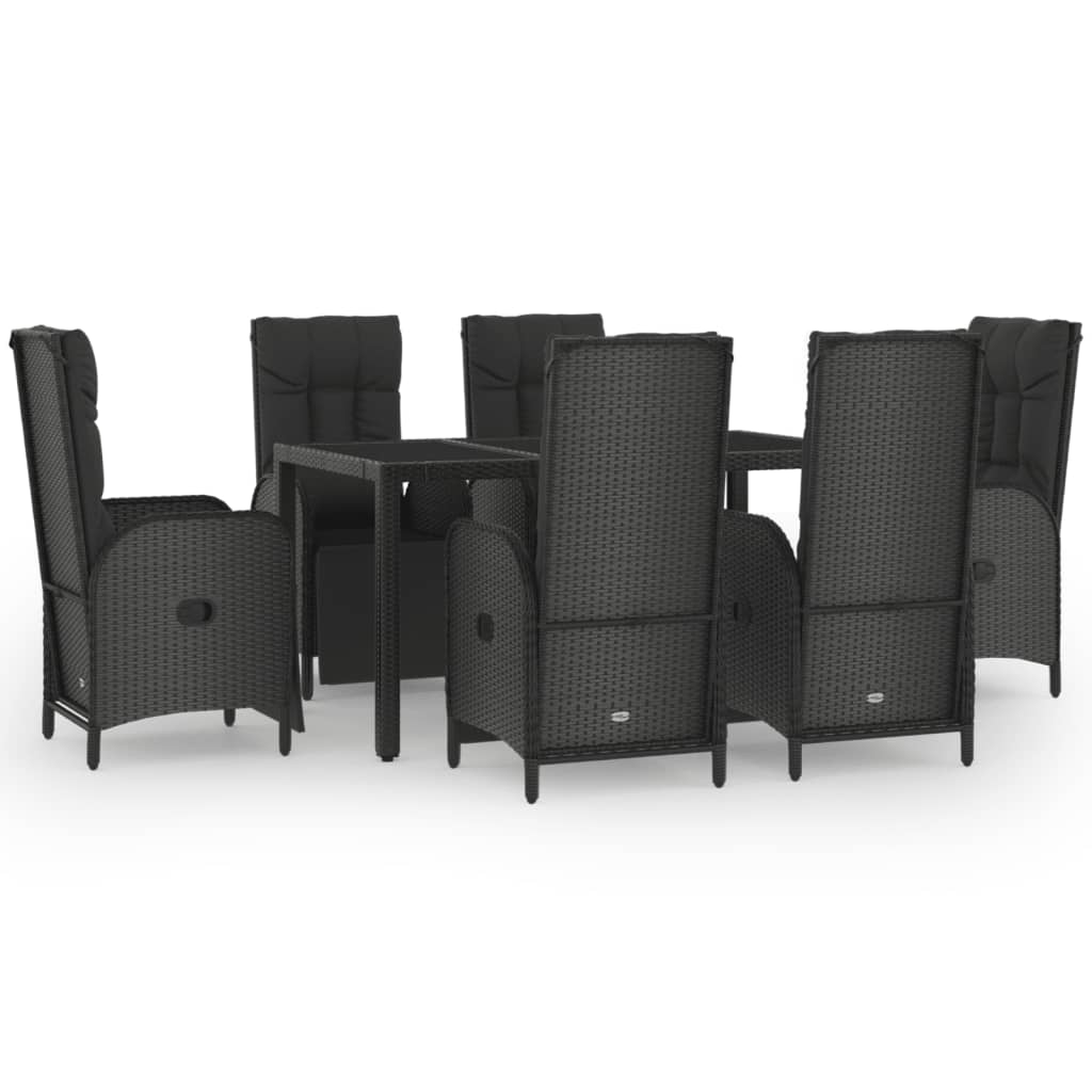vidaXL Set mobilier de grădină cu perne, 7 piese, negru/gri, poliratan vidaXL Set mobilier de grădină cu perne, 7 piese, negru/gri, poliratan