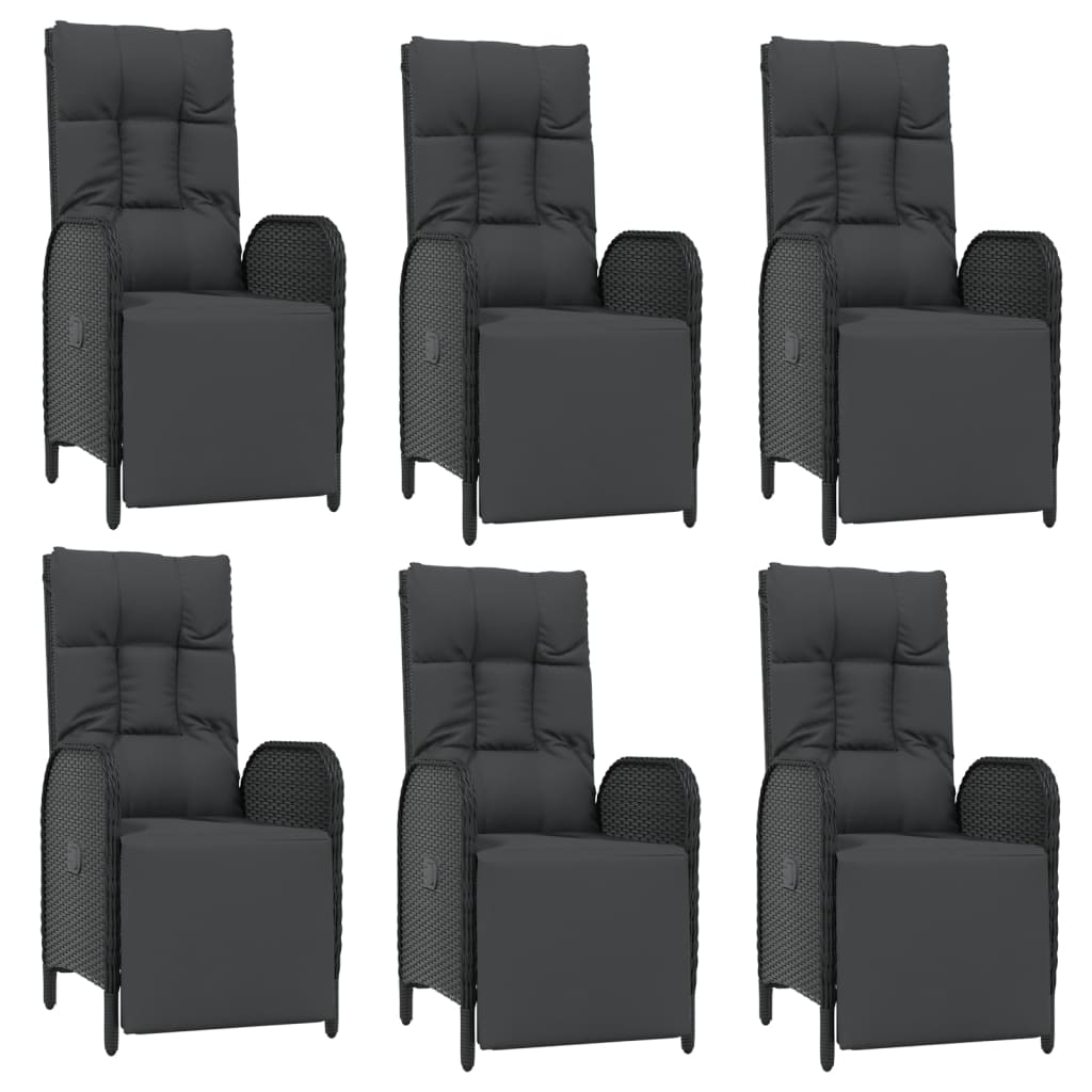 vidaXL Set mobilier de grădină cu perne, 7 piese, negru/gri, poliratan vidaXL Set mobilier de grădină cu perne, 7 piese, negru/gri, poliratan
