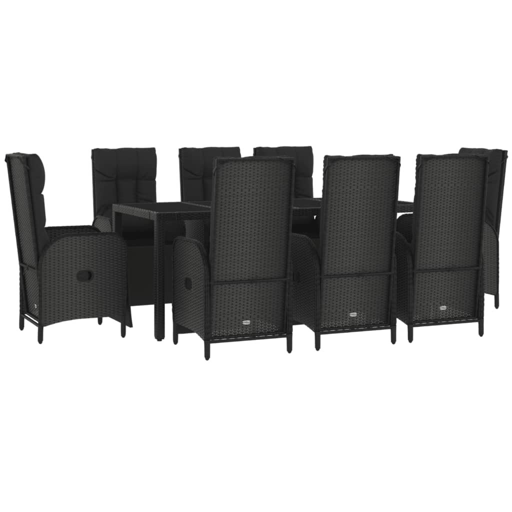vidaXL Set mobilier de grădină cu perne, 9 piese, negru, poliratan vidaXL Set mobilier de grădină cu perne, 9 piese, negru, poliratan