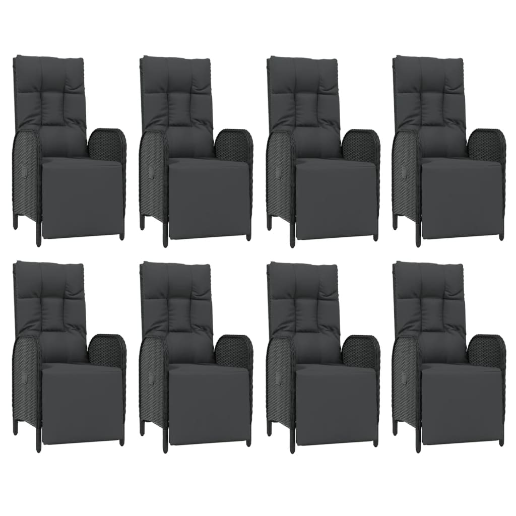 vidaXL Set mobilier de grădină cu perne, 9 piese, negru, poliratan vidaXL Set mobilier de grădină cu perne, 9 piese, negru, poliratan