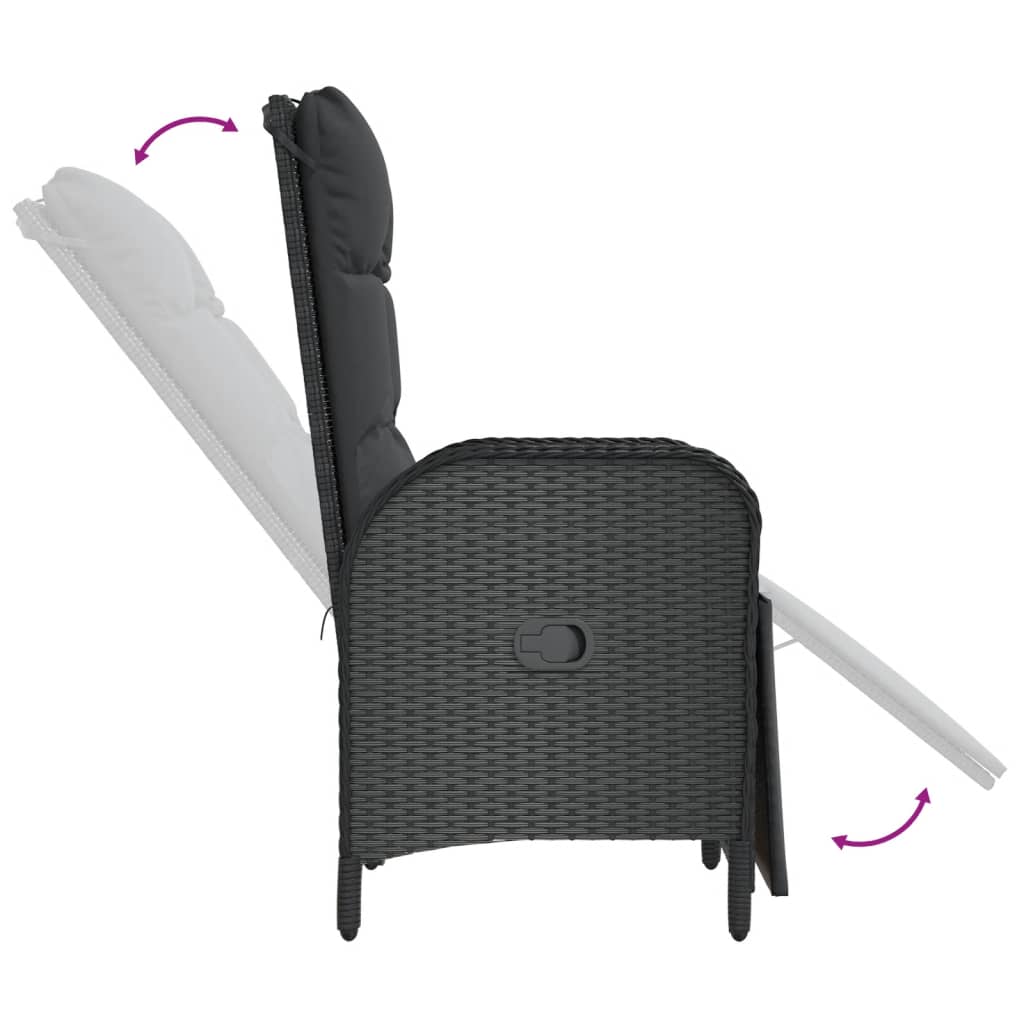 vidaXL Set mobilier de grădină cu perne, 9 piese, negru, poliratan vidaXL Set mobilier de grădină cu perne, 9 piese, negru, poliratan