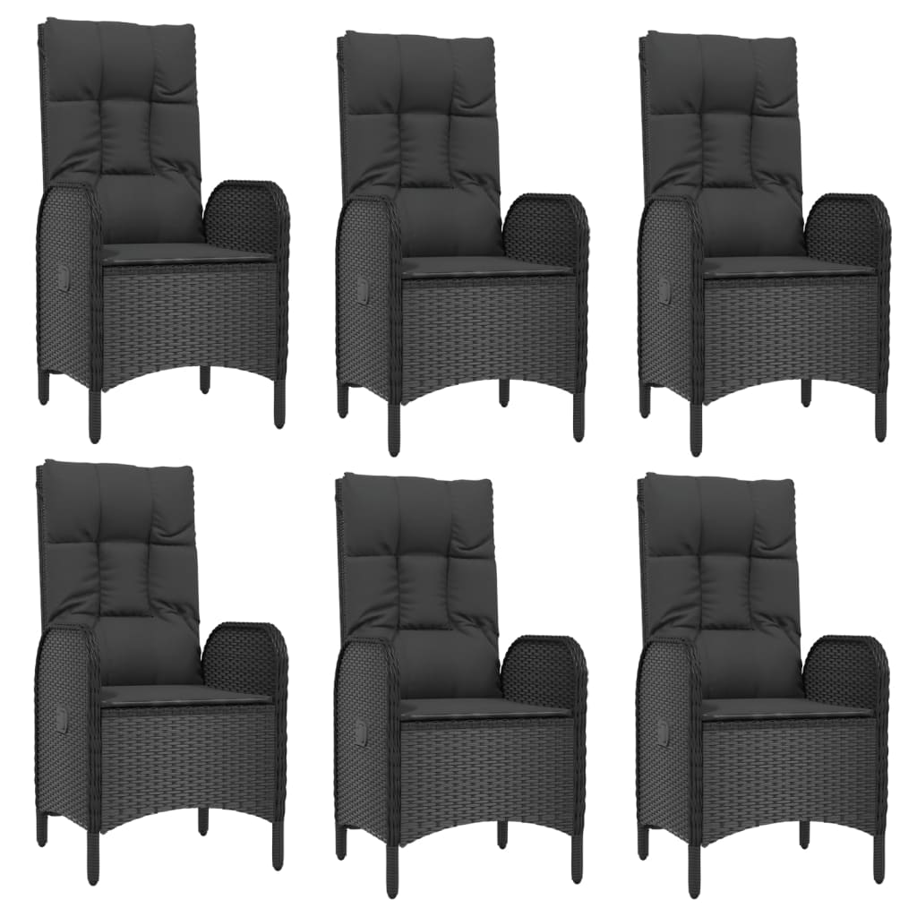 vidaXL Set mobilier de grădină cu perne, 9 piese, negru, poliratan