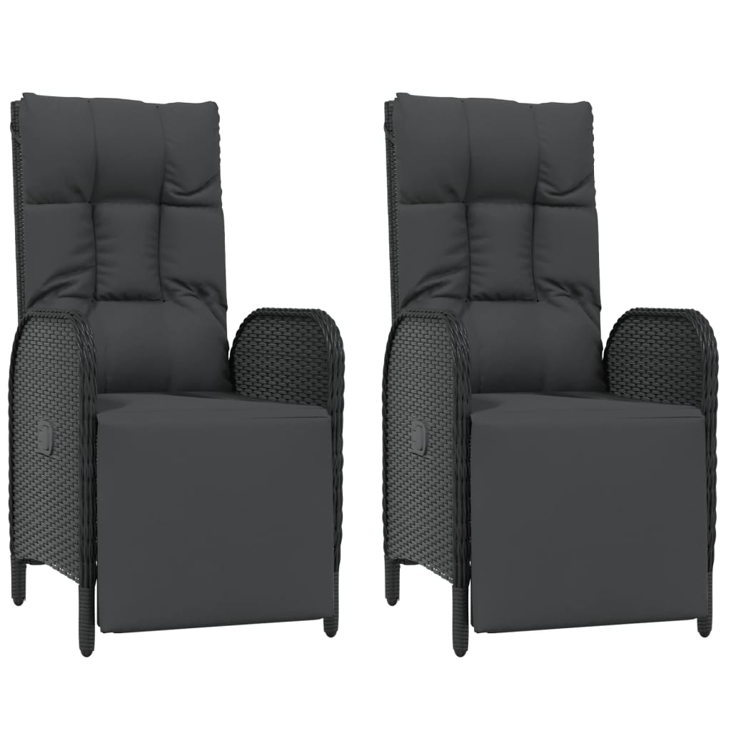 vidaXL Set mobilier de grădină cu perne, 9 piese, negru, poliratan