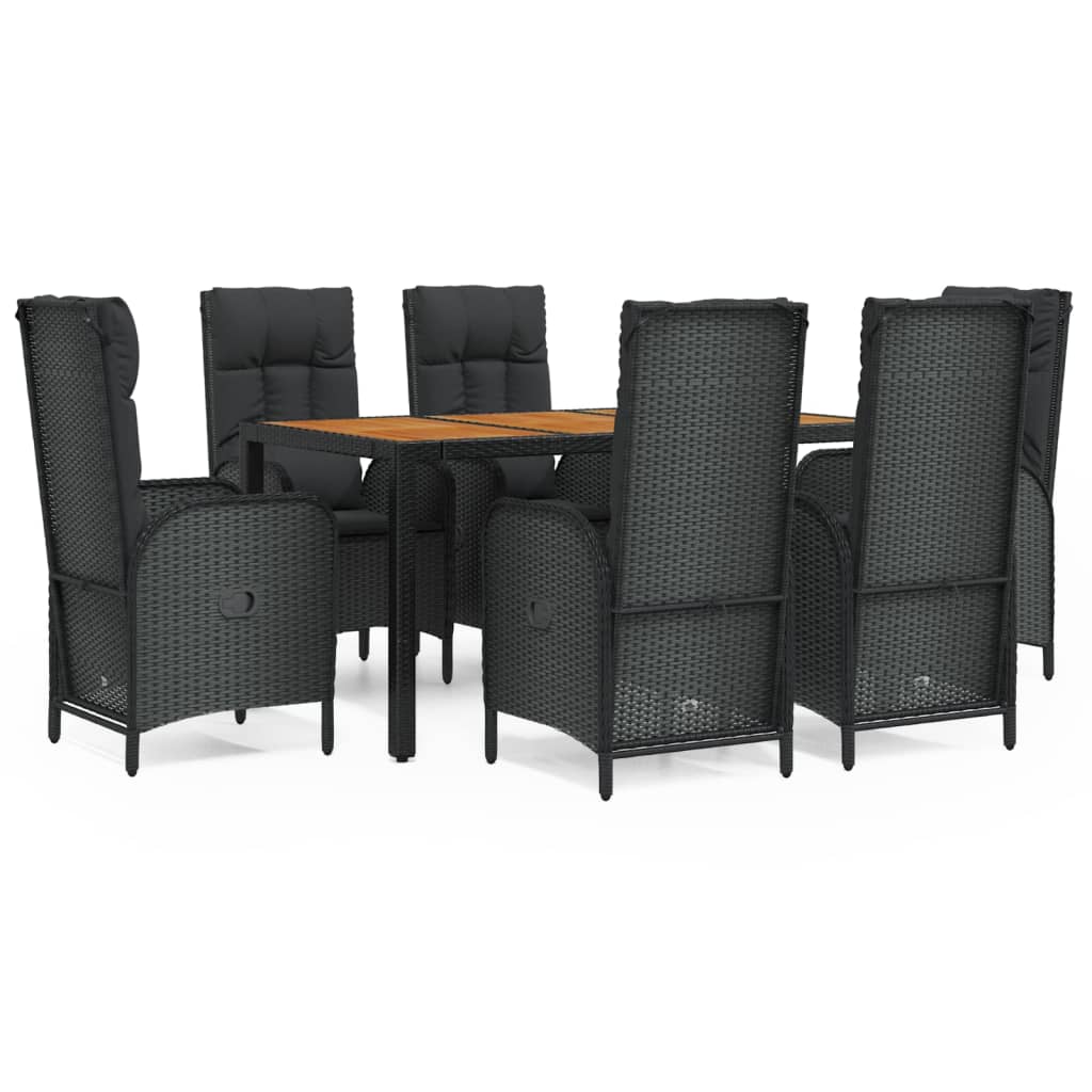 vidaXL Set mobilier de grădină cu perne, 7 piese, negru, poliratan vidaXL Set mobilier de grădină cu perne, 7 piese, negru, poliratan
