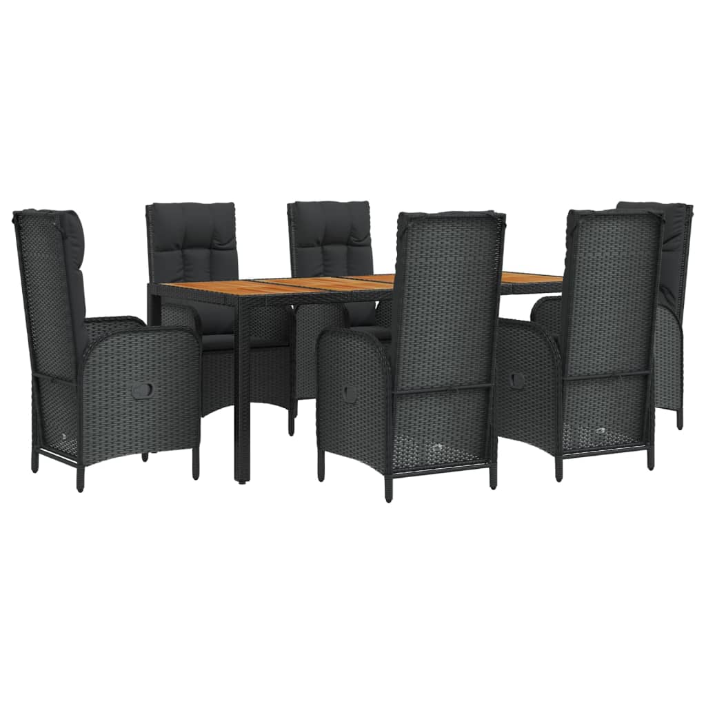 vidaXL Set mobilier de grădină cu perne, 7 piese, negru, poliratan vidaXL Set mobilier de grădină cu perne, 7 piese, negru, poliratan