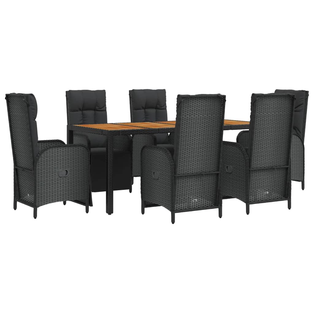 vidaXL Set mobilier de grădină cu perne, 7 piese, negru, poliratan vidaXL Set mobilier de grădină cu perne, 7 piese, negru, poliratan