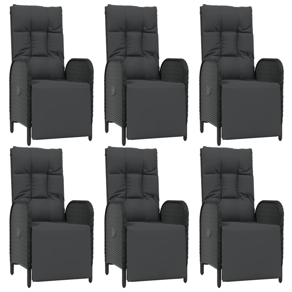vidaXL Set mobilier de grădină cu perne, 7 piese, negru, poliratan vidaXL Set mobilier de grădină cu perne, 7 piese, negru, poliratan