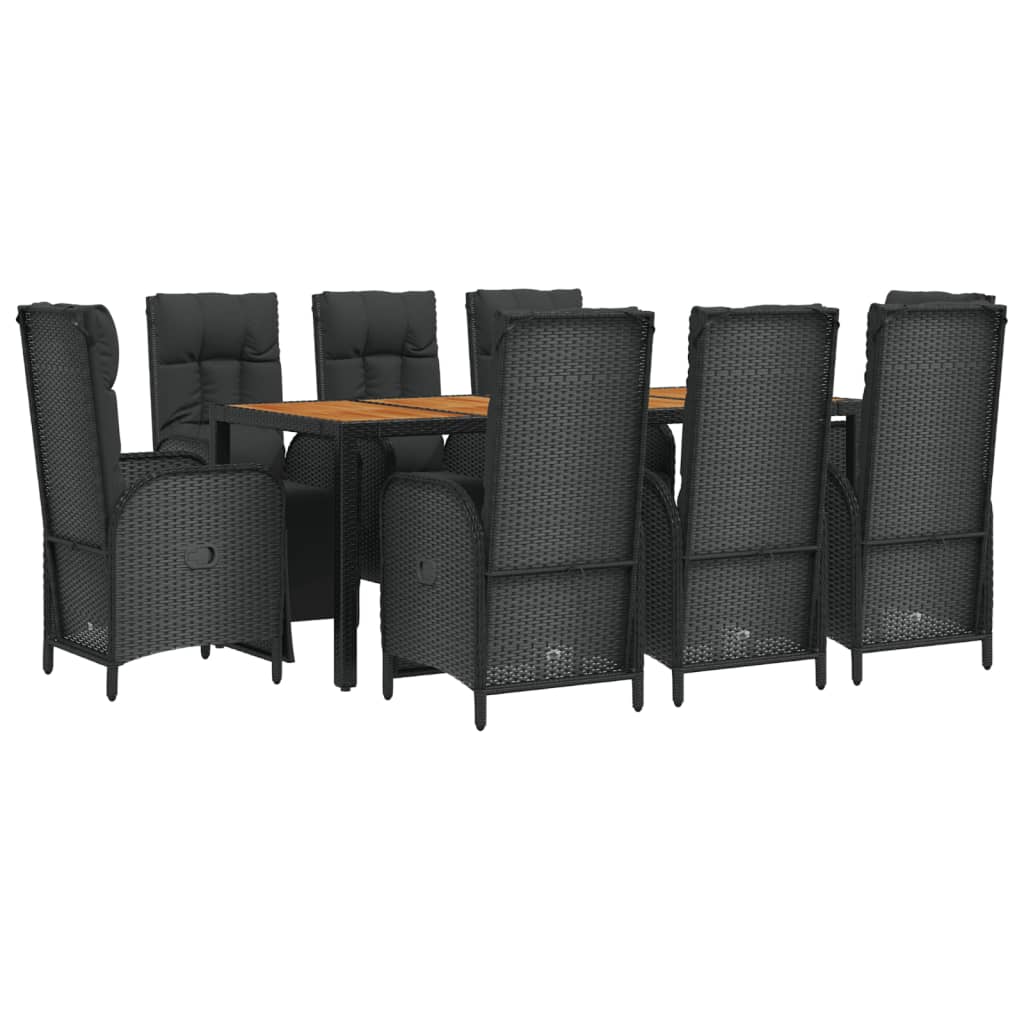 vidaXL Set mobilier de grădină cu perne, 9 piese, negru, poliratan vidaXL Set mobilier de grădină cu perne, 9 piese, negru, poliratan